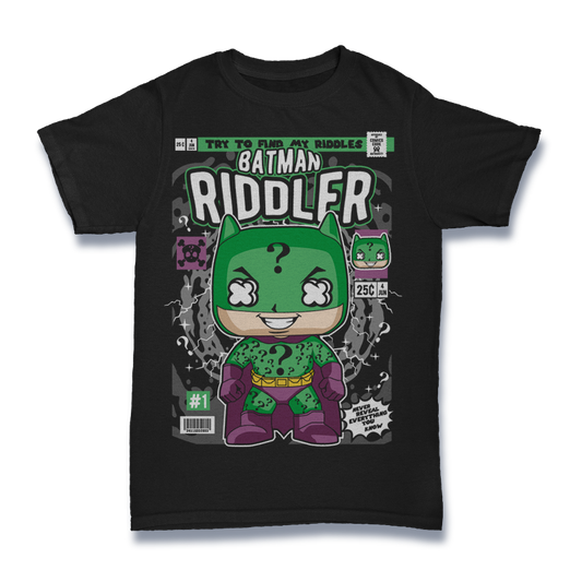 BATMAN RIDDLER MASHUP MOVIE SUPERHERO VILLIAN RETRO CLASSIC POP CULTURE UNISEX T-SHIRT