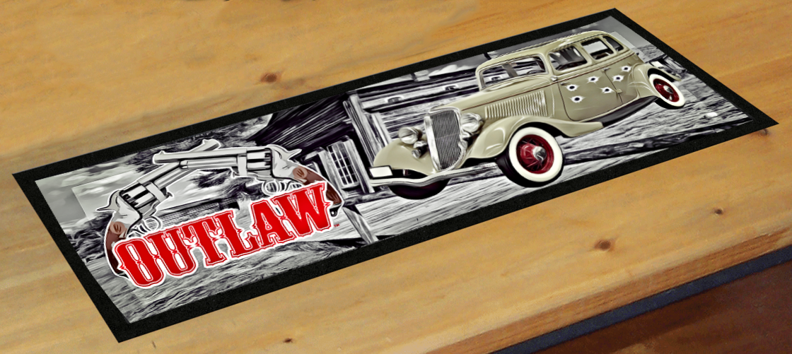 Bonnie and Clyde Ford Gangsta Retro Classic Retro Car Bar Mat Runner